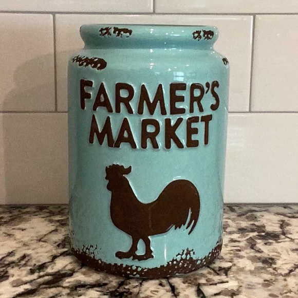 None Kitchen Ceramic Kitchen Utensil Holder Turquoise Farmers